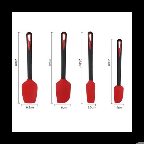 Lot de 4 spatules en silicone pour la cuisson, grattoir résistant à la chaleur élevée, ustensile de cuisine professionnel adapté à tous types de préparations culinaires (1/5)