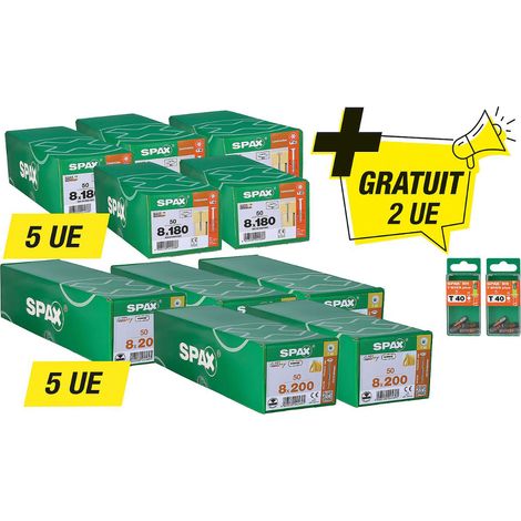 Offre promotionnelle Spax vis à embase - composée de : 5 x 94 094 05 + 5 x 94 094 06 + - 2 x 94 029 16 gratuit (1/2)