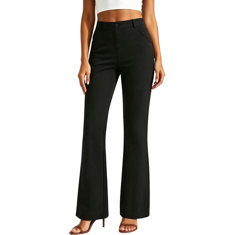 Pantalon de Travail Habillé pour Femme Coupe Évasée Bootcut Taille Haute Extensible (1/5)