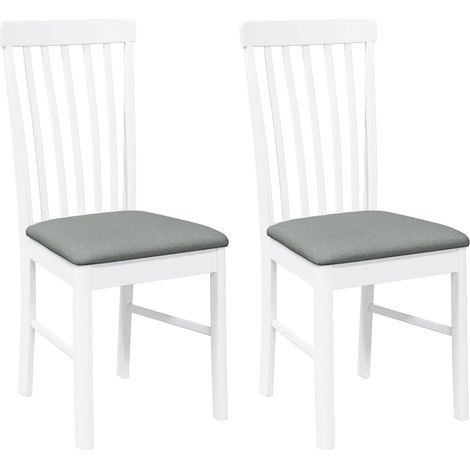 Lot de 2 Chaises à manger，Chaise de cuisine coussins blanc bois massif caoutchouc CFW69637 (1/5)