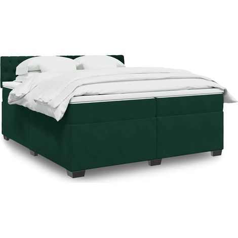 vidaXL Sommier à lattes de lit et matelas Vert foncé 200x200cm Velours (1/5)