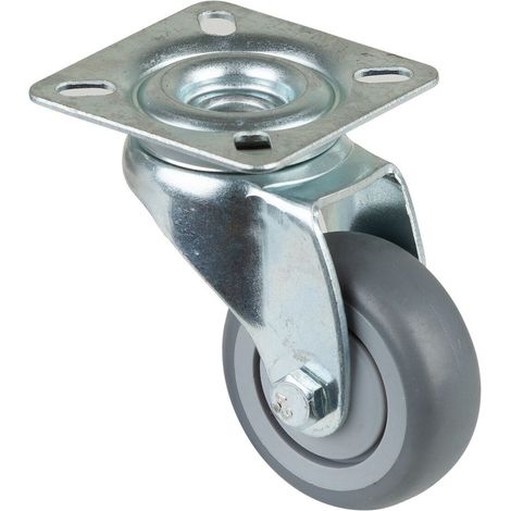 BS-R Lenkrolle 50 mm, Gummirad grau, Kugellager, Platte, Tragkraft 50kg (1/2)