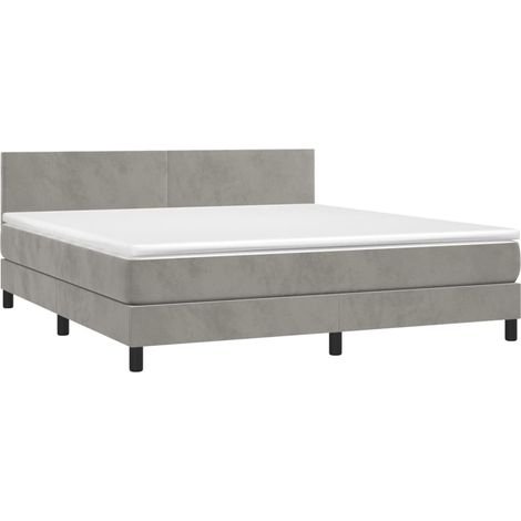 Box Spring Bed with Mattress Light Grey 180x200 cm Velvet vidaXL (1/4)