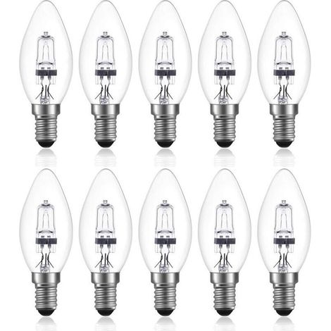 Ampoule Halogène - E14 C35 - 42 W - 220-240 V AC - 2700 K - 613 lm - Transparente - 10 Pièces (1/5)