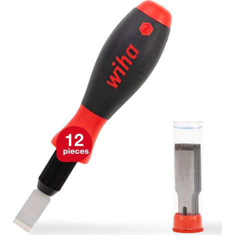 Wiha universal scraper set SoftFinish® 12 pcs. I with 10 replacement blades, 13 mm wide I Removal of paint remnants, labels, glue residues, etc. (26920) (1/4)