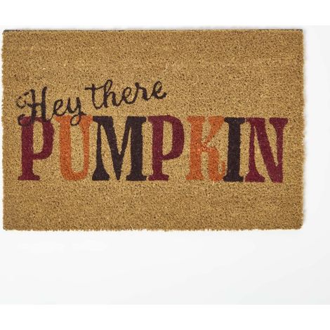 HOMESCAPES Hey There Pumpkin Non-Slip Coir Doormat, 40 x 60 cm (1/4)