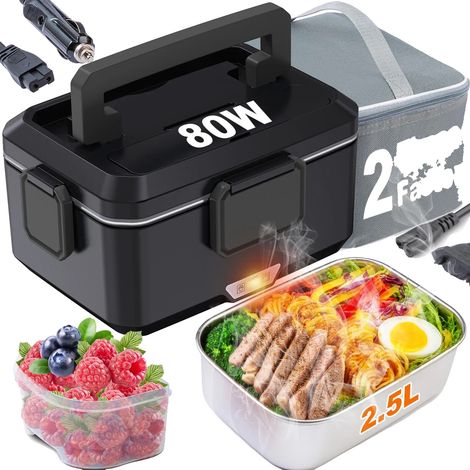 Fiambrera eléctrica, capacidad de 2,5 L, calentador de alimentos portátil, 80 W - 2,5 L (1/2)