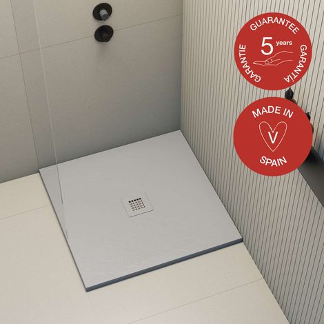 Receveur de douche Poalgi, extraplat, gris Humo, L.90 x l.90 cm, finition sable, série Hos's