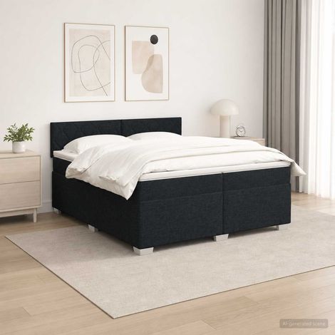 vidaXL Lit de box spring avec matelas et LED Noir 200 x 200 cm Tissu (1/5)