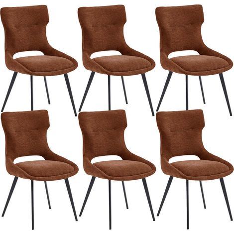 AMANDA - Lot de 6 Chaises Tissu Coloris Terracotta (1/5)