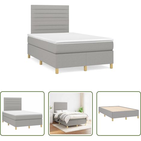 vidaXL Cama box spring con colchón tela gris claro 120x190 cm (1/5)