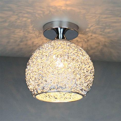 Suspension plafond aluminium argent moderne luminaire chambre salon couloir décoration intérieure ampoule non incluse (1/4)