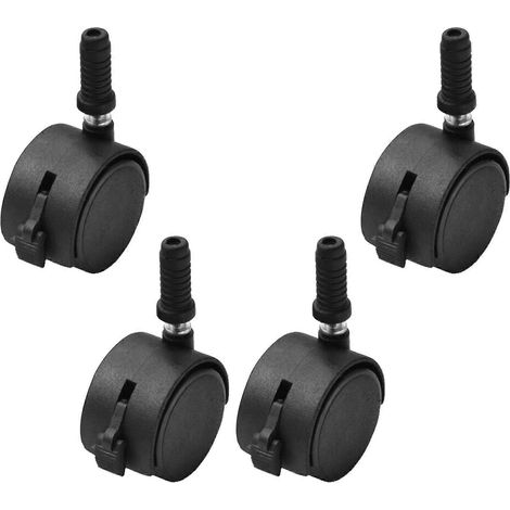 Lot de 4 roulettes pivotantes créatives de 5 cm (2 pouces) avec plateau et roulement à 360° pour chaise de bureau, noires. (1/5)