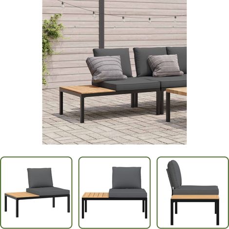 Gartenmöbel - Gartenbank mit Kissen Schwarz Aluminium (1/5)