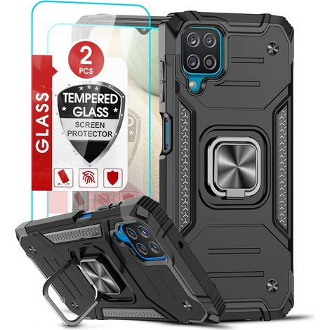 Coque pare-chocs blindée noire pour Samsung Galaxy A12/M12 + verre trempé (1/5)