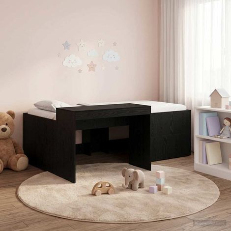vidaXL Hochbett mit Schreibtisch für Kinder Schwarz 80 x 200 cm (1/5)