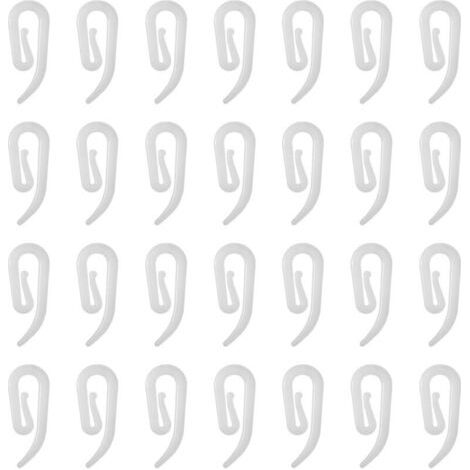 100pcs Crochets en Plastique Blanc pour Rideaux - Rail, Fenêtre, Porte et Douche