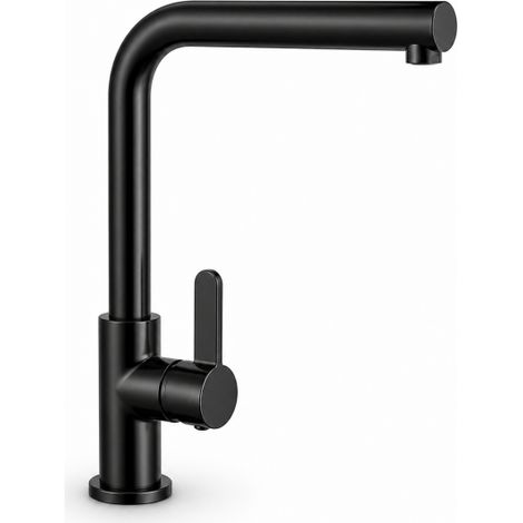 Rubinetto Cucina Nero Opaco Canna Alta Quadrata Girevole Miscelatore Lavello 94027