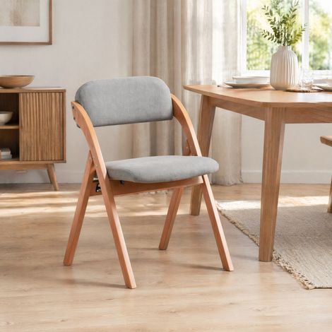 Silla de comedor plegable con asiento acolchado, lote de 2, gris (1/5)