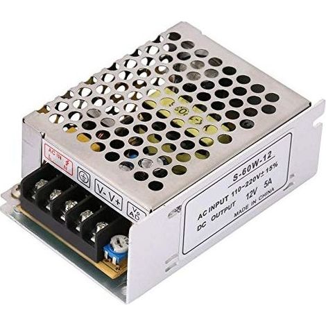 Alimentation à découpage 60W 5A Tension d'entrée 110-220V AC Tension de sortie 12V DC Protection contre surtensions et surcharges (1/5)