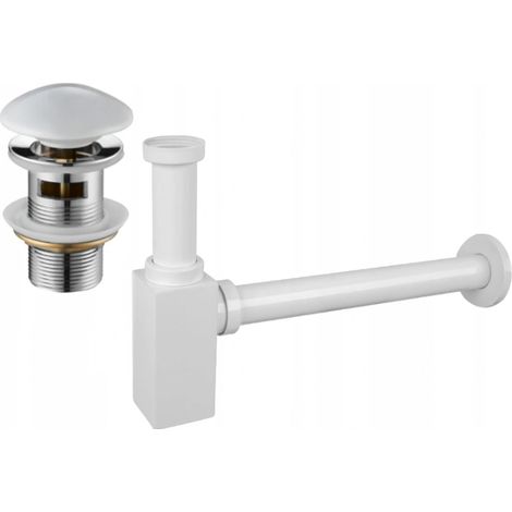 Mexen quadratischer Waschbecken-Halbsiphon mit Keramik-Klick-Klack, mit Überlauf, Weiß - 7992060-25 (1/3)