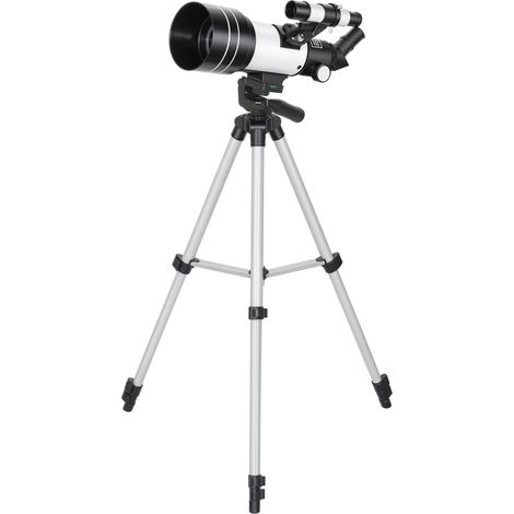 Télescope 70 mm + jumelles 5x24 + trépied réglable argenté