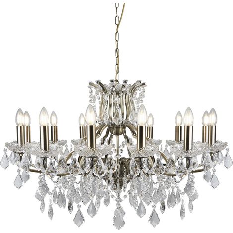 Lampadario Classico Parigi Acciaio Ottone Vetro Trasparente 12 Luci E14 (1/5)