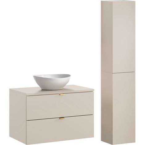 Ensemble meuble simple vasque 80cm et colonne Azel Cachemire (1/5)