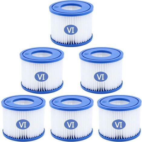 Confezione da 6 cartucce filtro per piscina di tipo VI, cartuccia filtro per pompa per piscina Bestway, filtro per piscina Intex per Lay-Z-Spa, Miami, Monaco, Vegas (1/5)