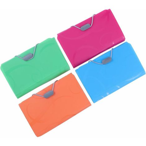 4 Pack Expanding File Folders, 17.5 x 11cm A6 Document Holder Closure Business Folder Organizer