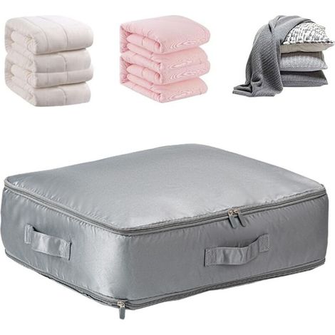 Sacs de Compression, Grand Sac de Rangement, Rangement Couette, Sac Compression Voyage, Housse Rangement Voyage, Adapté Aux Couettes de Vêtements - Gris foncé M (1/5)
