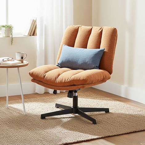 Fauteuil pivotant et réglable en tissu chenille terracotta et noir