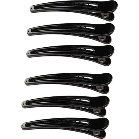 Professional Hair Clips, 6 Pcs Duckbill Style, Plastic Hairdressing Clips, Non-Slip, for Makeup and Professional Hairstyling