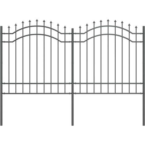 Gartenzaun Grau 165 cm Pulverbeschichteter Stahl vidaXL