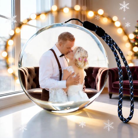 Boule de Noël multimédia en verre cristal suspension vidéo et photo modèle autonome noir noir 500 g – Livraison gratuite (1/5)