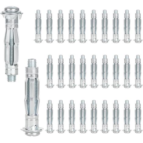 Lot de 30 chevilles M6 x 52 mm galvanisées pour murs creux - Chevilles à expansion avec vis - Chevilles auto-perceuses pour plaques de plâtre - Pour fixation dans les plaques de plâtre (1/5)