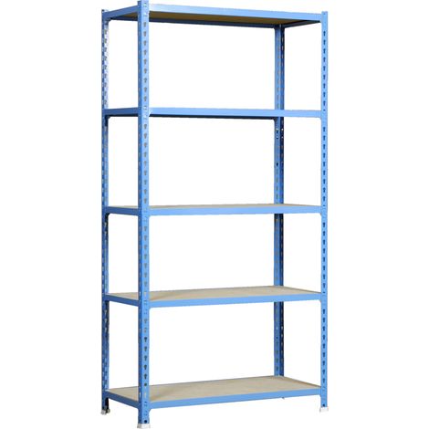 Simonrack Scaffale metallico senza viti blu legno 5 livelli