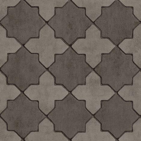 BRICOFLOR Papier peint gris classique | Papier peint style marocain | Papier peint salle de bain & cuisine | Papier peint carrelage vinyle intissé - 10,05 x 0,53 m (1/5)