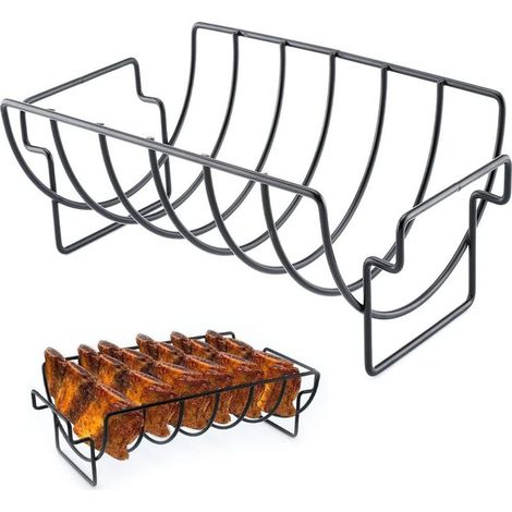 Grille à côtes pour barbecue, grille à côtes fumées, support à côtes pour barbecue, grille à côtes, convient aux barbecues à gaz et à charbon de bois, peut être utilisé pour griller des steaks, des cô (1/5)