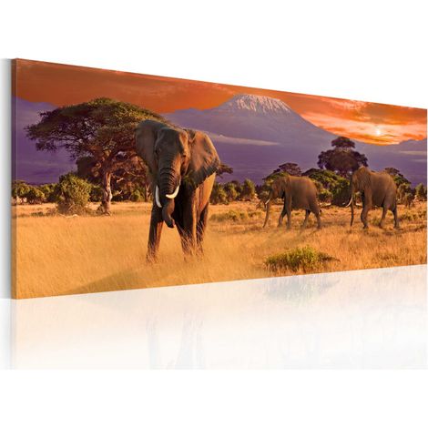 Tableau Imprimé "March of African Elephants" 40 x 120 cm (1/2)