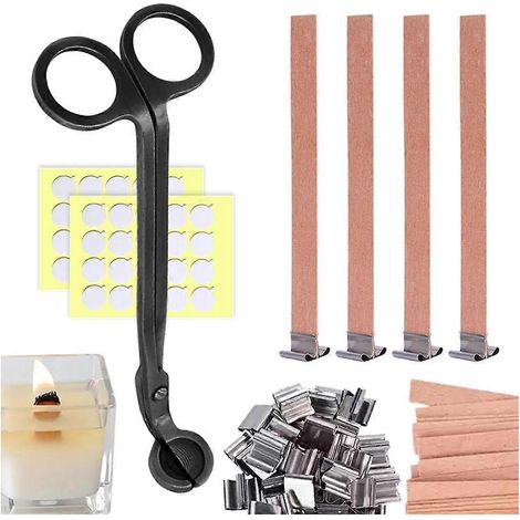 Kit de fabrication de bougies 151 pièces - Mèches en bois avec base métallique pour la fabrication de bougies sans fumée (1/4)