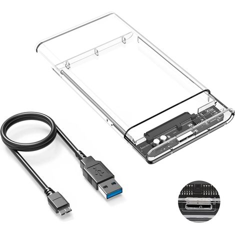 USB 3.0 Boîtier Disque Dur 2,5" ,Boitier Externe Disque 5Gbps pour SATA HDD et SSD de 2,5'' et 7/9.5 mm, accélération UASP, Trim, sans Outils (1/5)