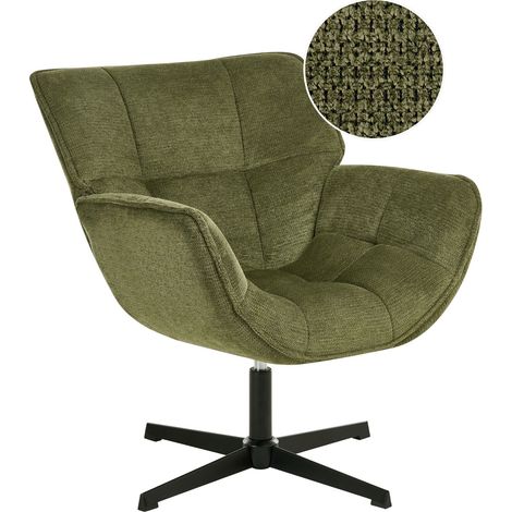 Poltrona imbottita occasionale con seduta curva struttura girevole seduta retrò verde Auma (1/5)