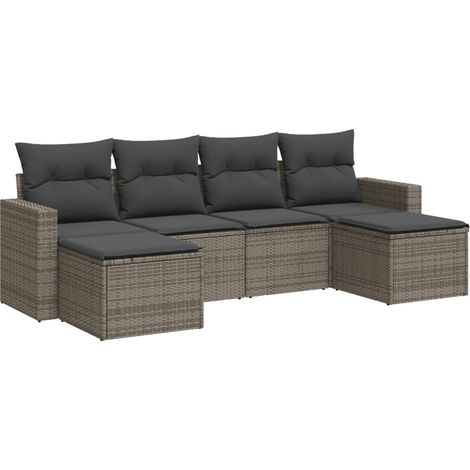 Maison Exclusive - 6-tlg. Garten-Sofagarnitur mit Kissen Grau Pol
