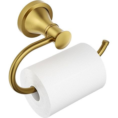 Porte Papier Toilette Mural Rond, Support Porte Rouleau Papier Toilette en Acier Inoxydable, Accessoire de Salle de Bain et Cuisine Résistant à la Rouille, Finition Doré Brossé