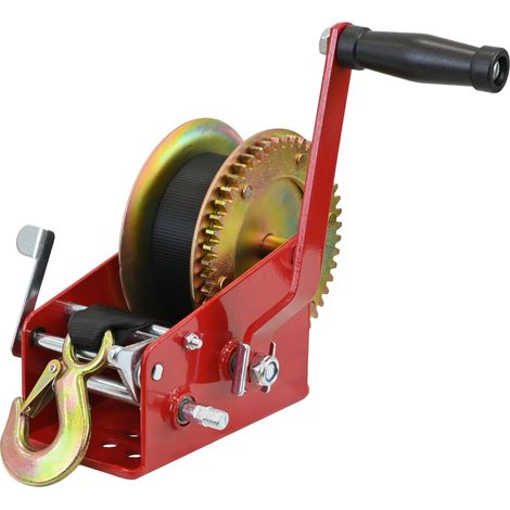 Gurtwinde 1600 kg Gurtlänge 10 m Gurtbreite 5 cm mit Lasthaken Sperrhebel Handkurbel ergonomisch (1/5)