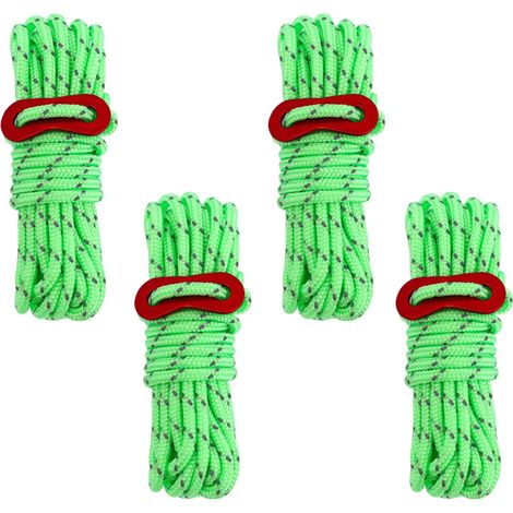 4 cordes coupe-vent de 4 mm pour tente, cordes de bâche renforcées, cordes de fixation et cordes réfléchissantes réglables (longueur : 4 mètres) (1/5)
