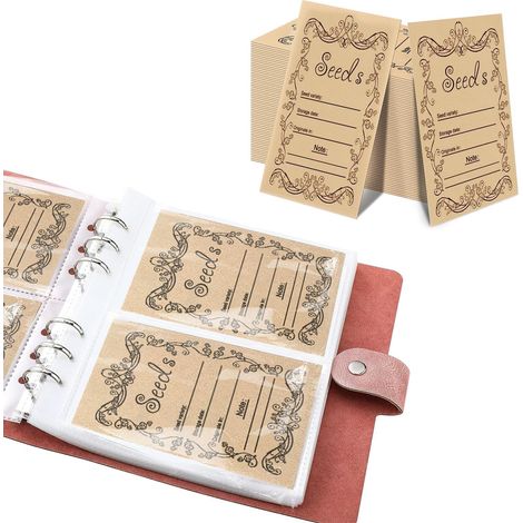 Lot de 100 enveloppes refermables auto-adhésives pour stockage de semences, sacs de graines de jardin, enveloppes de stockage de graines pour légumes, livre de collection de graines à 100 feuilles (1/5)