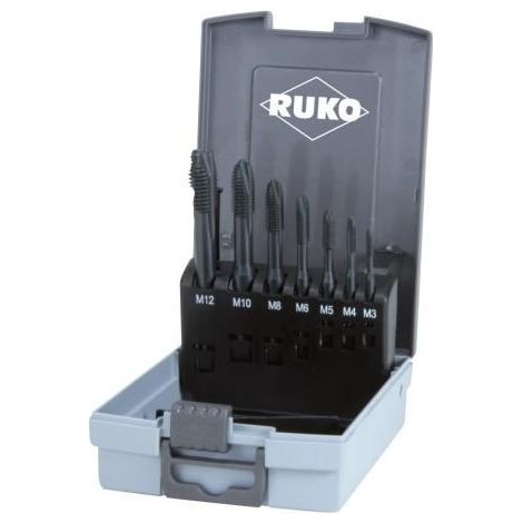 ruko-245063ro-juego 7 machos roscar a máquina m din 371 / 376 hss-co vap para inox tipo b (estuche plástico)