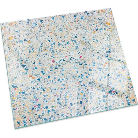 Plaque en verre trempé de sol imprimée sous cheminée style loft et industriel Motif texturé abstrait Carrée 60x60 cm (1/5)
